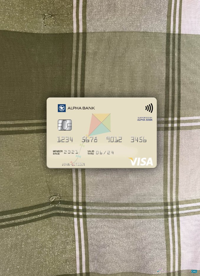 Realistische Herunterladen Griechenland Alpha Bank Visa Karte Version 3 Foto-Look Vorderseite Photoshop Vorlage