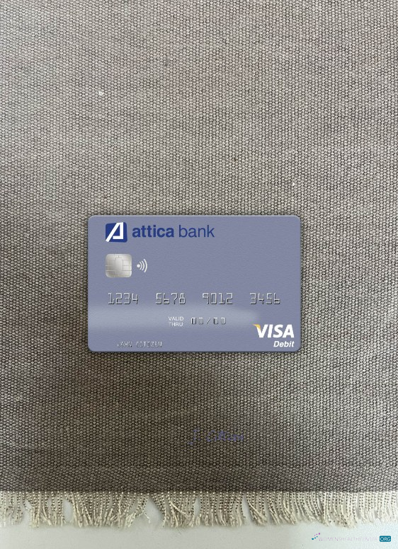 Professionelle Herunterladen Griechenland Attica Bank Visa Debit Karte Foto-Look Vorderseite Photoshop Vorlage
