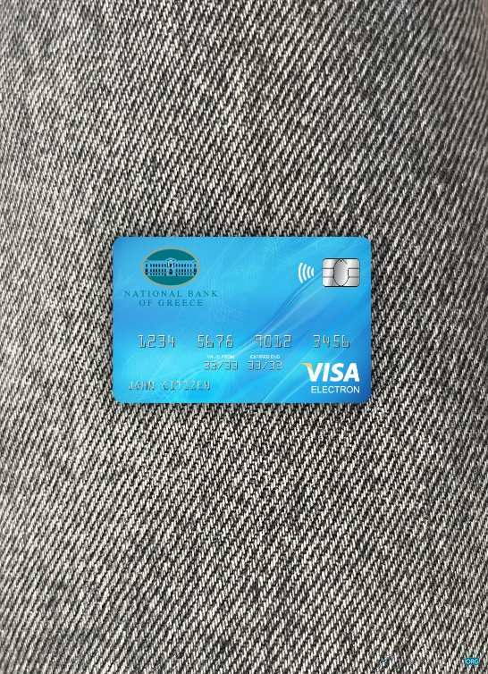 Hochwertige Herunterladen Griechenland National Visa Electron Karte Foto-Look Vorderseite Photoshop Vorlage