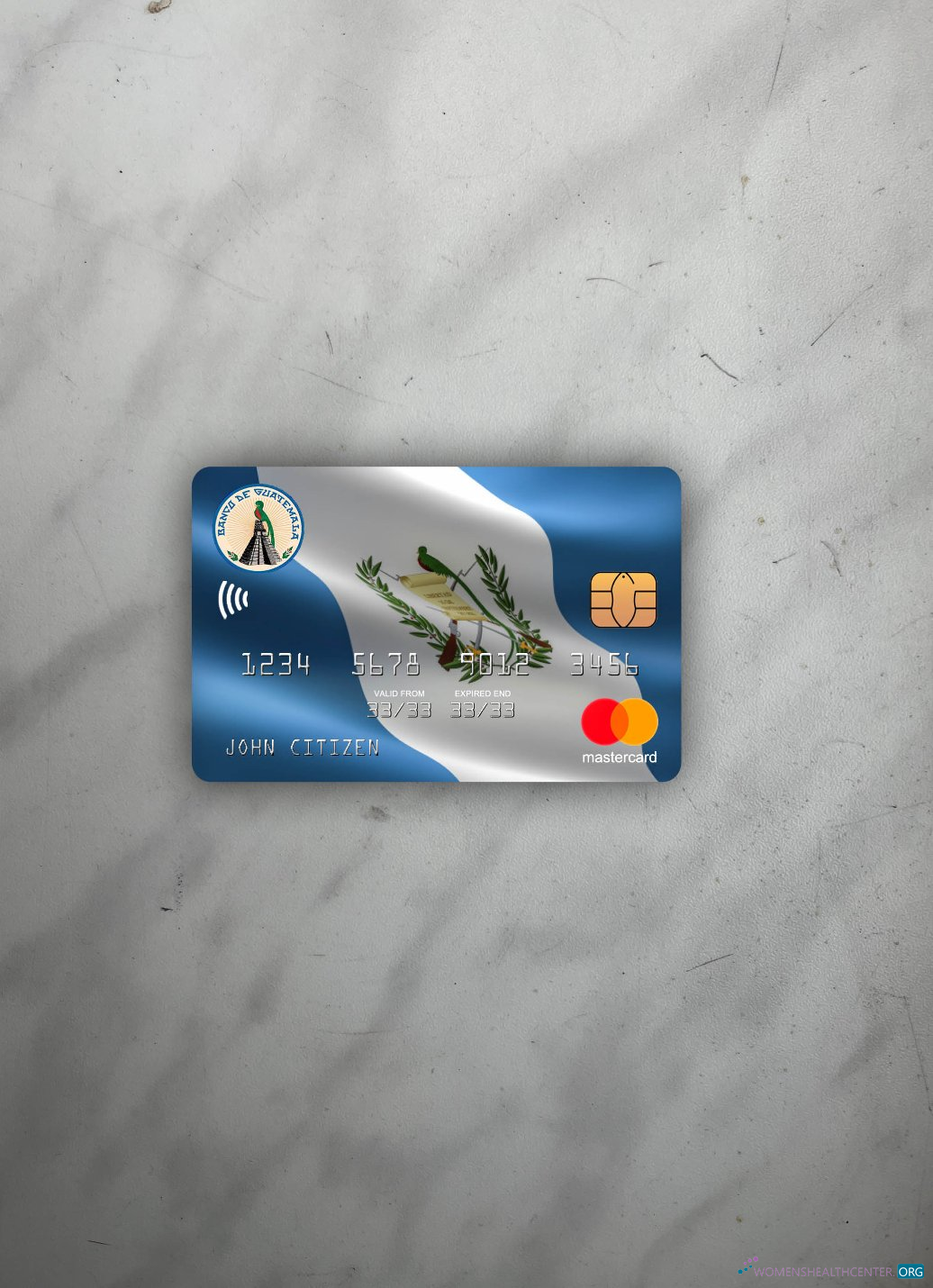 Editierbare Herunterladen Guatemala Banco de Guatemala Mastercard Foto-Look Vorderseite Photoshop Vorlage