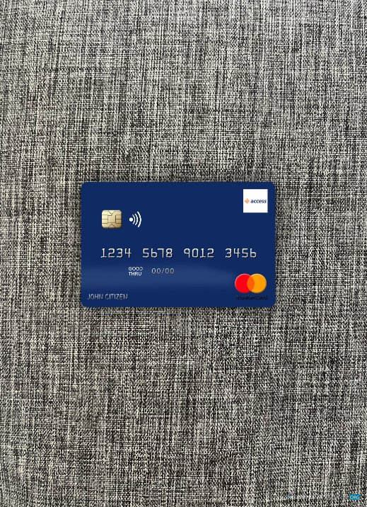 Professionelle Herunterladen Guinea Access Bank Guinée Mastercard Foto-Look Vorderseite Photoshop Vorlage