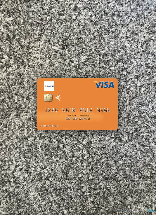 Editierbare Herunterladen Guinea Access Bank Guinée Visa Debit Karte Foto-Look Vorderseite Photoshop Vorlage