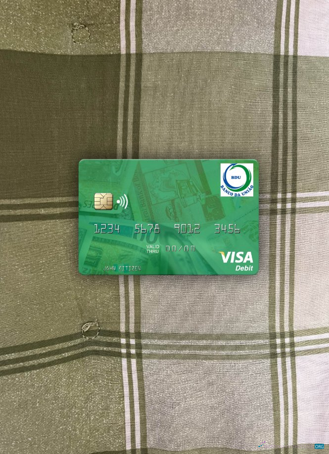 Premium Herunterladen Guinea Bissau Banco Da Uniao Visa Debit Karte Foto-Look Vorderseite Photoshop Vorlage