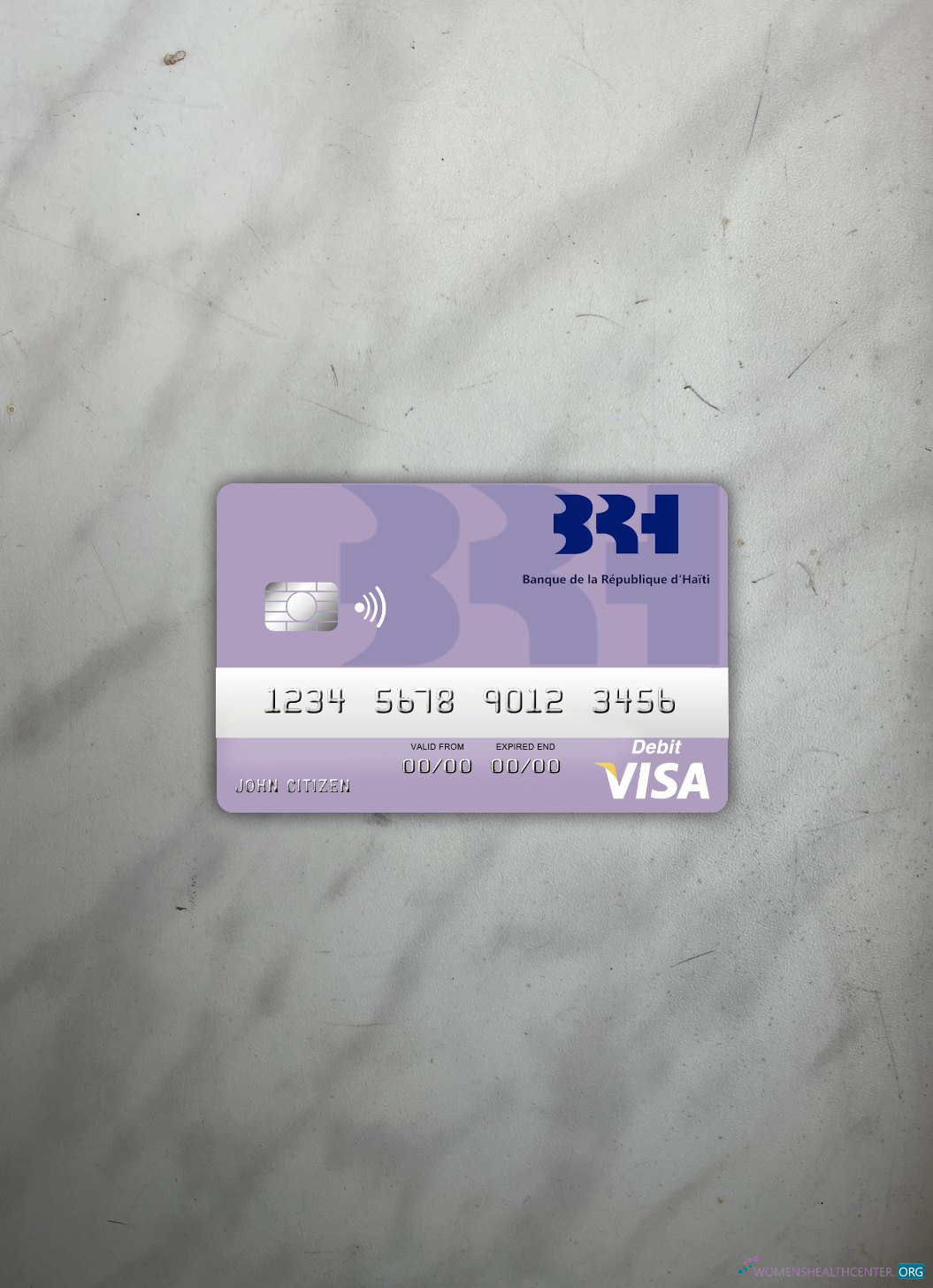Realistische Herunterladen Haiti BRH Bank Visa Debit Karte Foto-Look Vorderseite Photoshop Vorlage