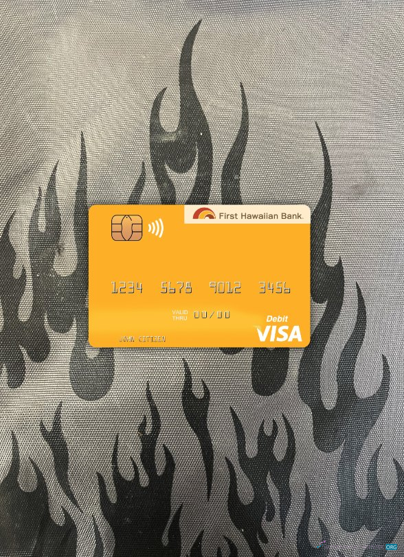 Realistische Herunterladen Hawaii Erste Hawaiian Bank Visa Debit Karte Foto-Look Vorderseite Photoshop Vorlage
