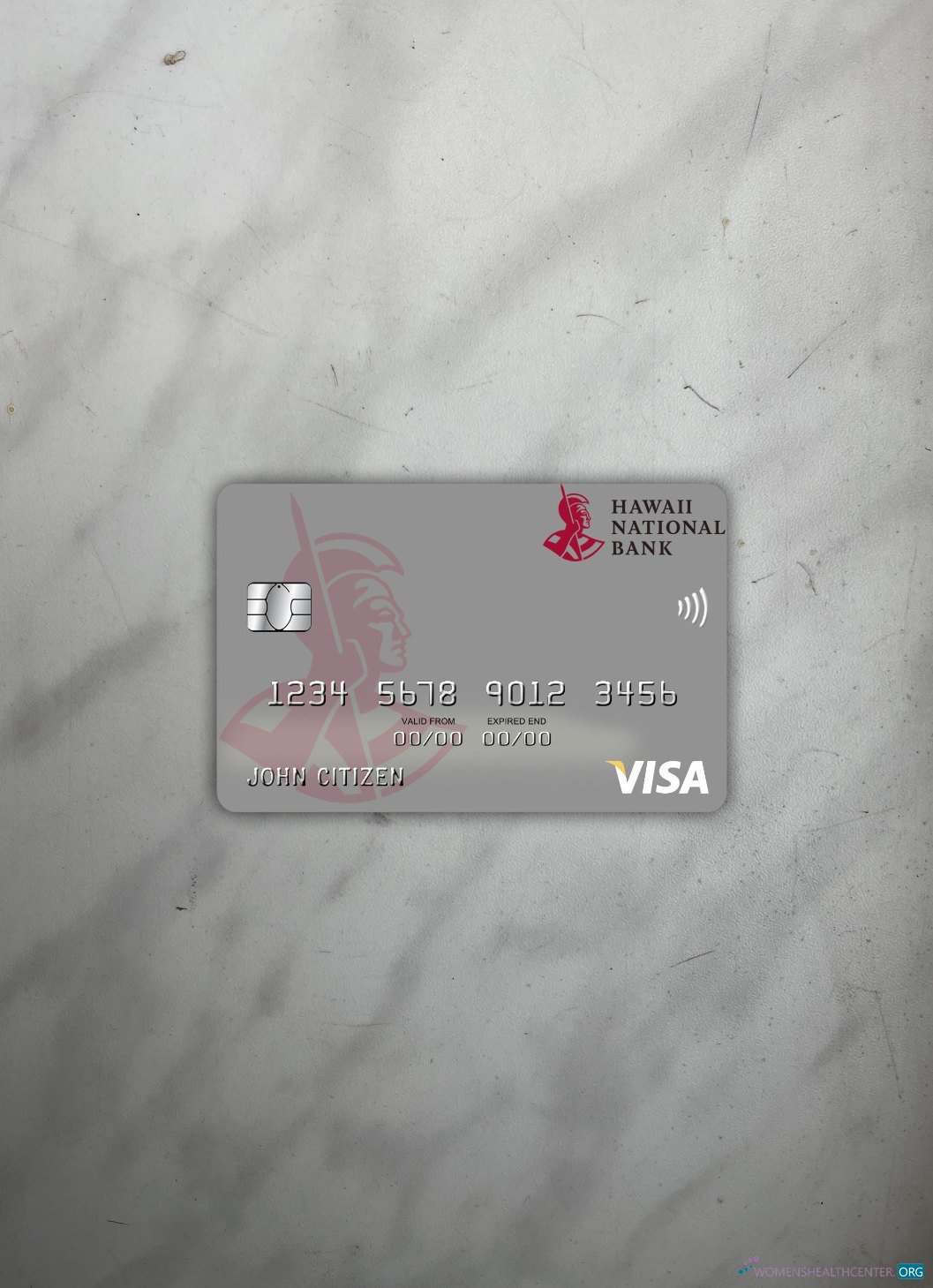 Premium Herunterladen Hawaii, Hawaii Natioanal Bank Visa Debit Karte Foto-Look Vorderseite Photoshop Vorlage