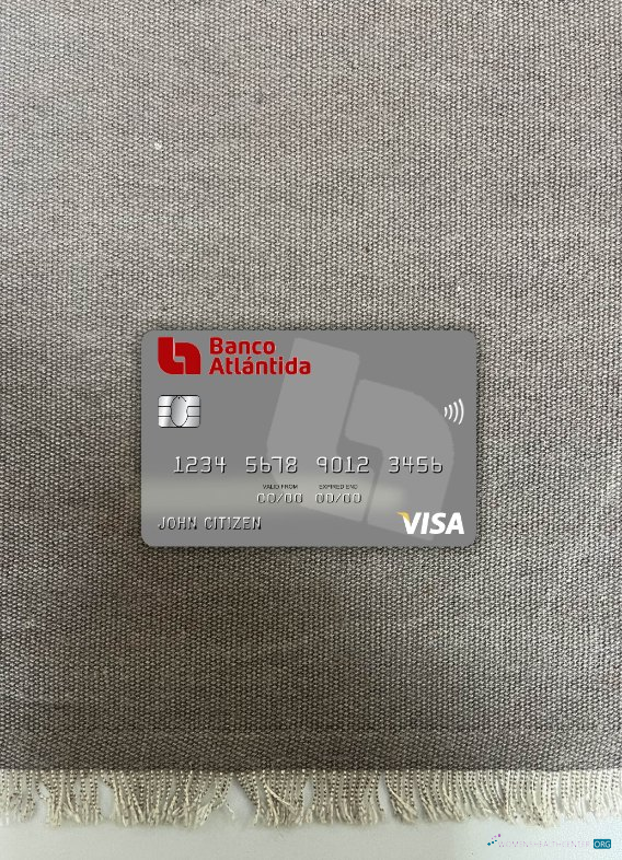 Professionelle Herunterladen Honduras Banco Atlantida Visa Debit Karte Foto-Look Vorderseite Photoshop Vorlage