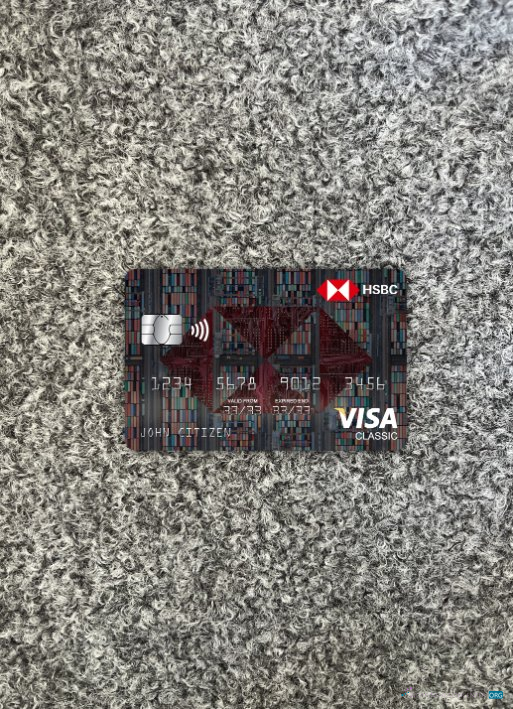 Hochwertige Herunterladen Hong Kong HSBC Bank Visa Classic Karte Foto-Look Vorderseite Photoshop Vorlage