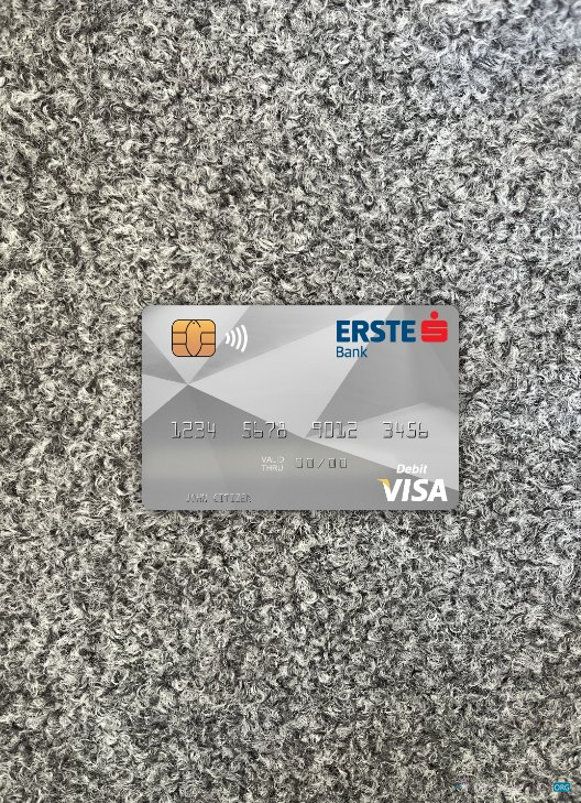 Professionelle Herunterladen Ungarn Erste Bank Visa Karte Foto-Look Vorderseite Photoshop Vorlage