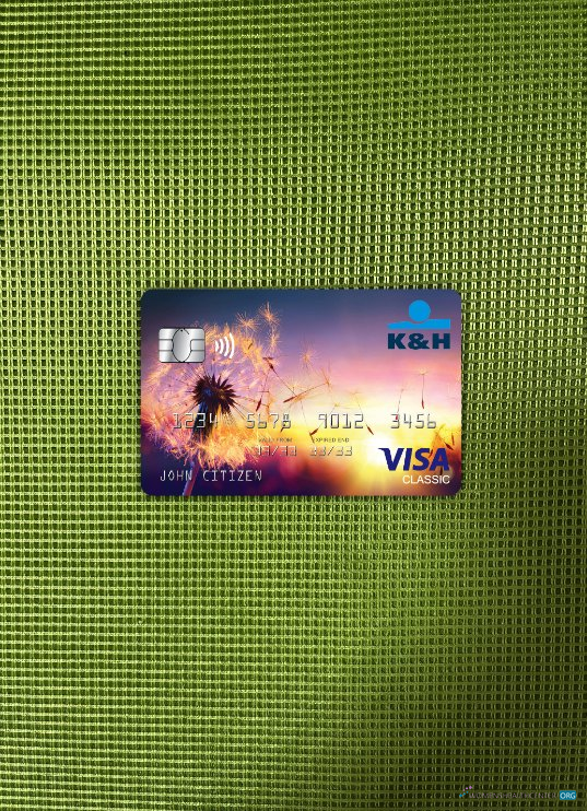 Editierbare Herunterladen Ungarn K&H Visa Classic Karte Foto-Look Vorderseite Photoshop Vorlage