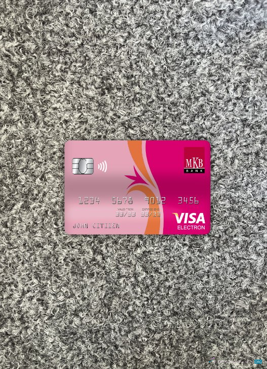 Hochwertige Herunterladen Ungarn MKB Bank Visa Electron Karte Foto-Look Vorderseite Photoshop Vorlage