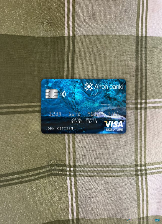 Hochwertige Herunterladen Insel Arion Visa Signature Karte Foto-Look Vorderseite Photoshop Vorlage