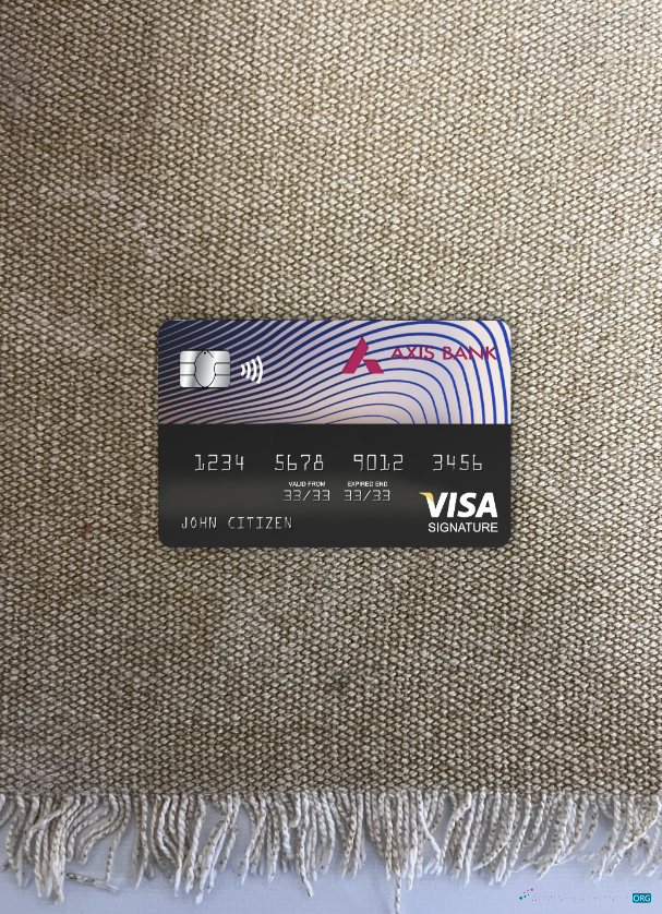 Professionelle Herunterladen Indien Axis Bank Visa Signature Karte Foto-Look Vorderseite Photoshop Vorlage
