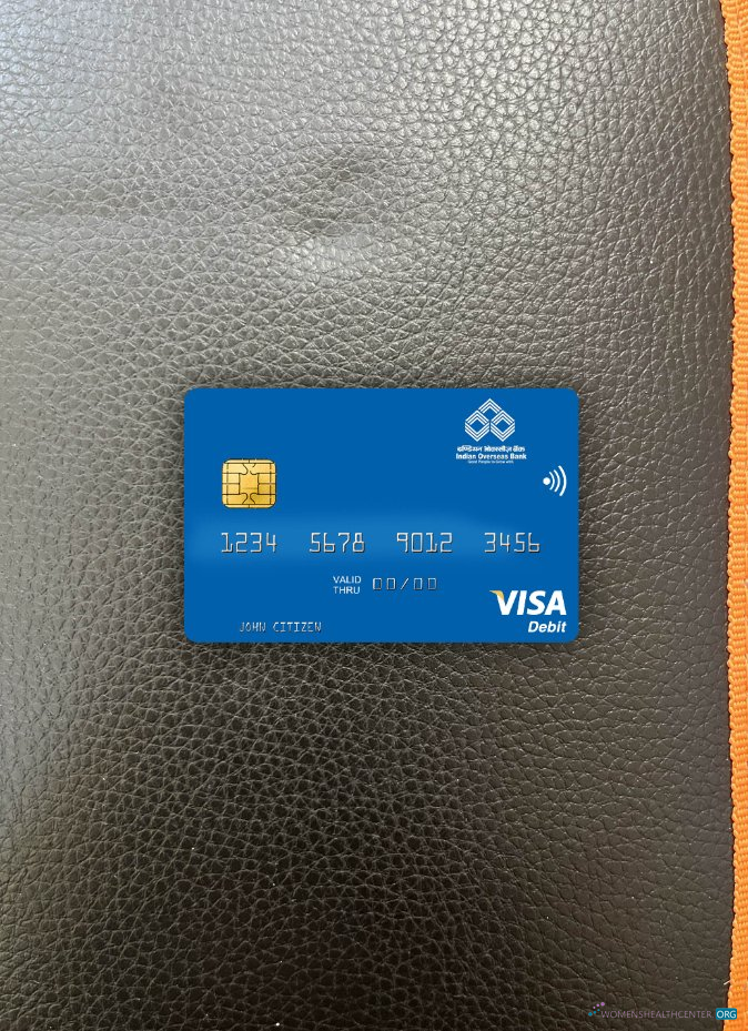 Editierbare Herunterladen Indien Indian Overseas Bank Visa Debit Karte Foto-Look Vorderseite Photoshop Vorlage