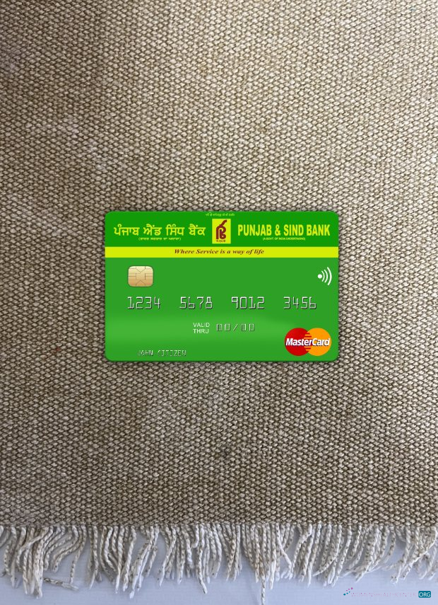 Editierbare Herunterladen Indien Punjab und Sind Bank Mastercard Foto-Look Vorderseite Photoshop Vorlage