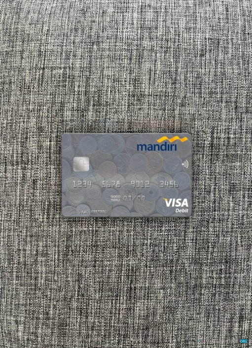 Editierbare Herunterladen Indonesien Bank Mandiri Visa Debit Karte Foto-Look Vorderseite Photoshop Vorlage