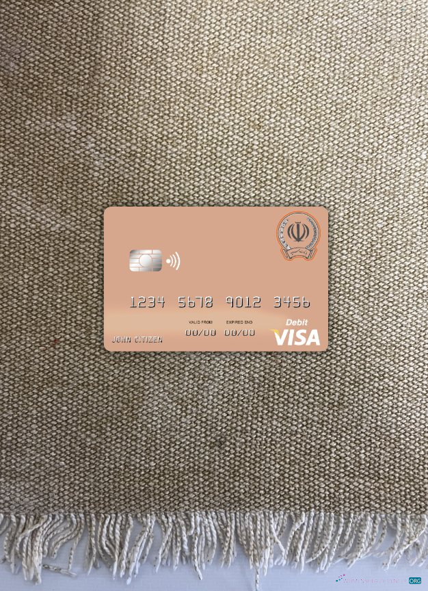 Professionelle Herunterladen Iran Sepah Bank Visa Debit Karte Foto-Look Vorderseite Photoshop Vorlage