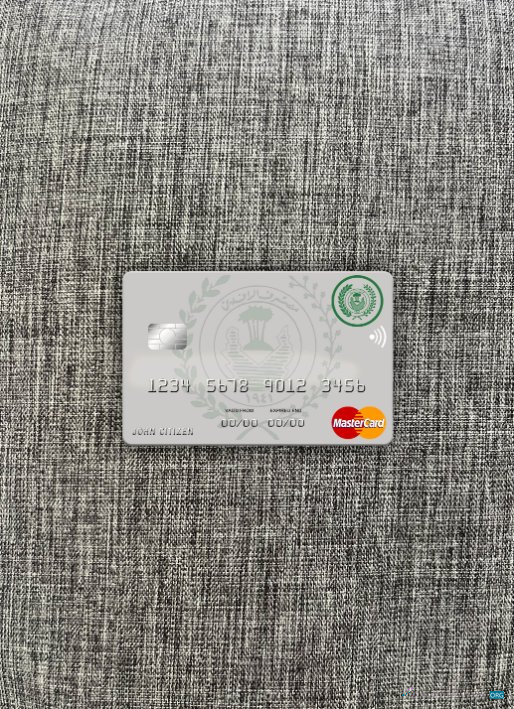 Realistische Herunterladen Irak Rafidain Bank Mastercard Version 2 Foto-Look Vorderseite Photoshop Vorlage