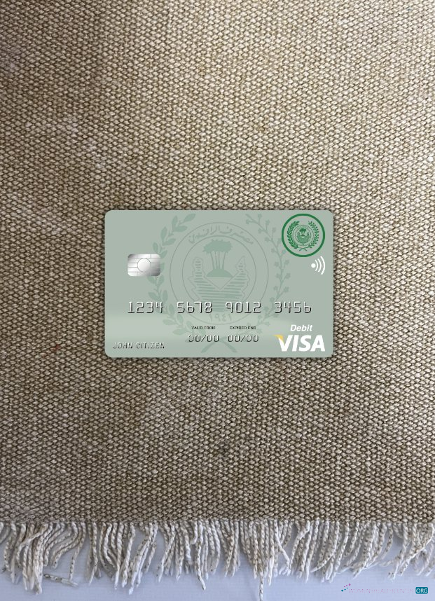 Editierbare Herunterladen Irak Rafidain Bank Visa Debit Karte Version 2 Foto-Look Vorderseite Photoshop Vorlage