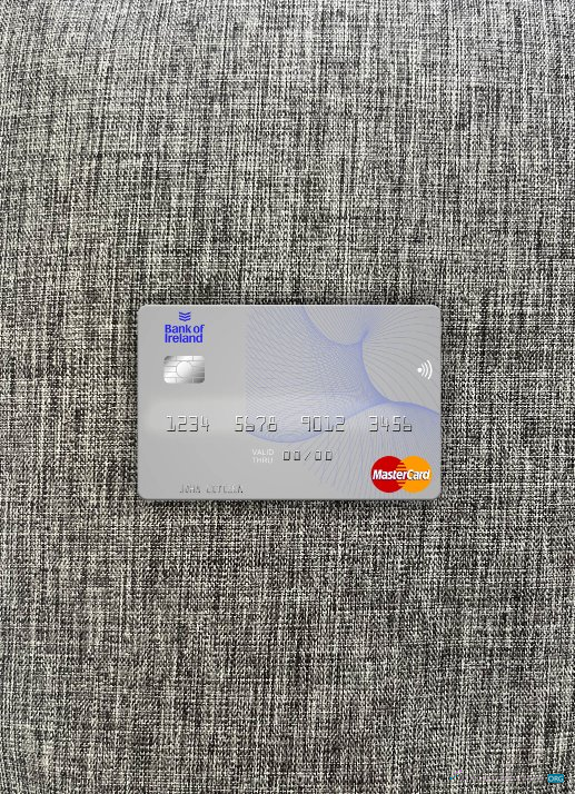 Professionelle Herunterladen Irland Bank von Irland Mastercard Foto-Look Vorderseite Photoshop Vorlage