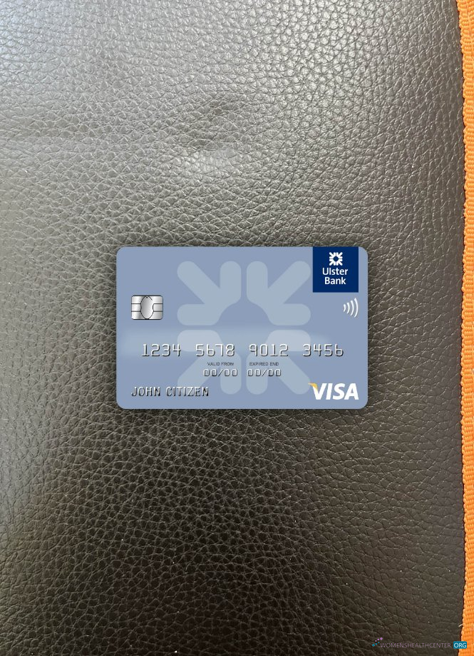 Editierbare Herunterladen Irland Ulster Bank Irland Visa Karte Foto-Look Vorderseite Photoshop Vorlage