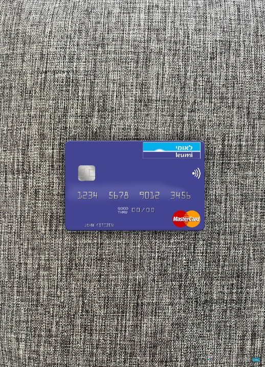 Premium Herunterladen Israel Bank Leumi Mastercard Foto-Look Vorderseite Photoshop Vorlage