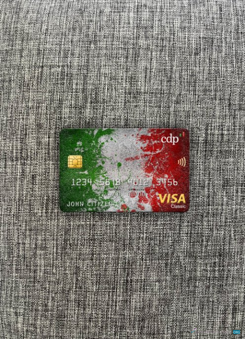 Professionelle Herunterladen Italien Cassa Depositi E Prestiti Bank Visa Classic Karte Foto-Look Vorderseite Photoshop Vorlage