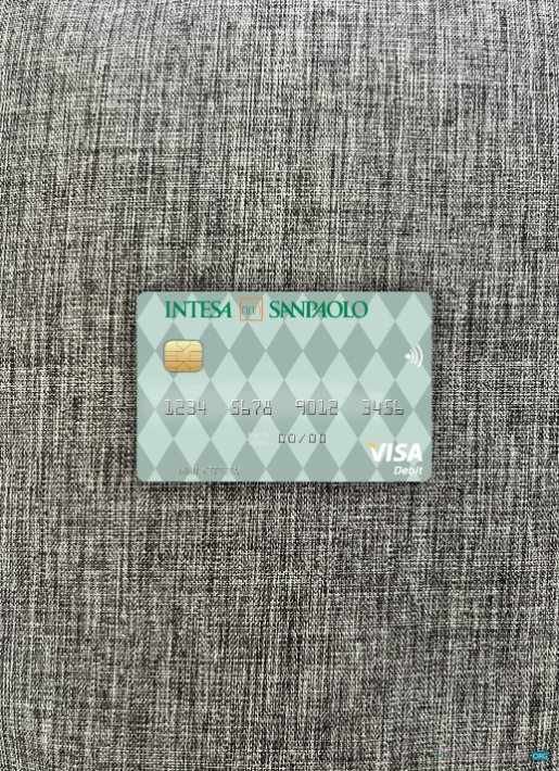 Editierbare Herunterladen Italien Intesa Sanpaolo Visa Debit Karte Foto-Look Vorderseite Photoshop Vorlage