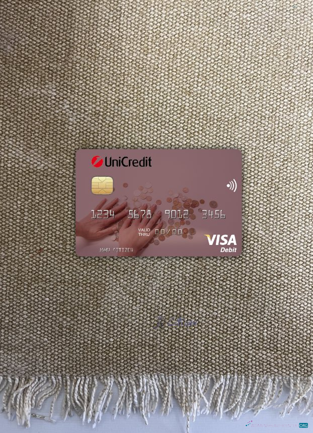 Professionelle Herunterladen Italien UniCredit Bank Visa Debit Karte Foto-Look Vorderseite Photoshop Vorlage