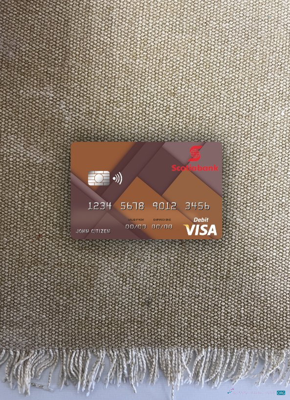 Premium Herunterladen Jamaika Scotiabank Visa Debit Karte Foto-Look Vorderseite Photoshop Vorlage