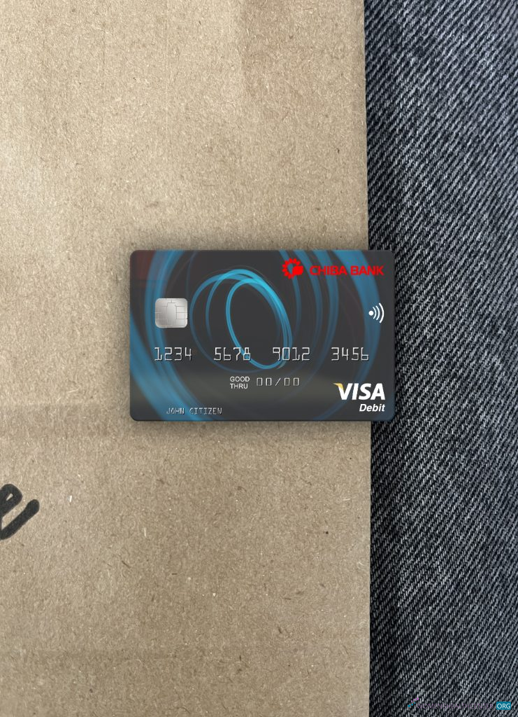 Professionelle Herunterladen Japan Chiba Bank Visa Debit Karte Foto-Look Vorderseite Photoshop Vorlage