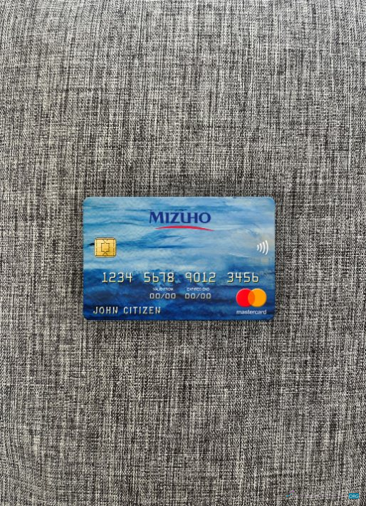 Professionelle Herunterladen Japan Mizuho Bank Mastercard Foto-Look Vorderseite Photoshop Vorlage