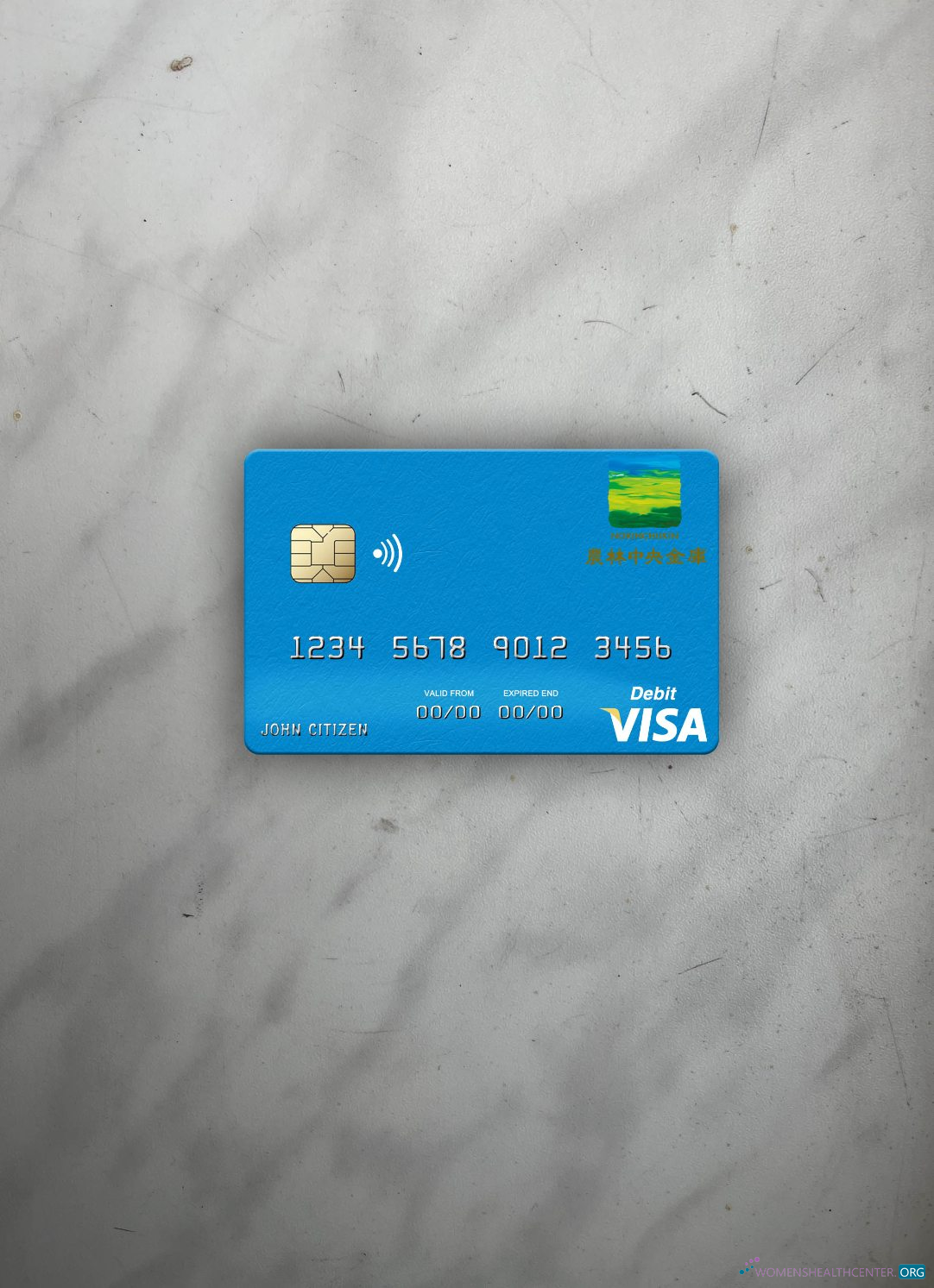 Hochwertige Herunterladen Japan Norinchukin Bank Visa Debit Karte Foto-Look Vorderseite Photoshop Vorlage