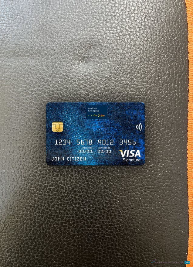 Realistische Herunterladen Jordanien Bank von Jordanien Visa Signature Karte 2 Foto-Look Vorderseite Photoshop Vorlage