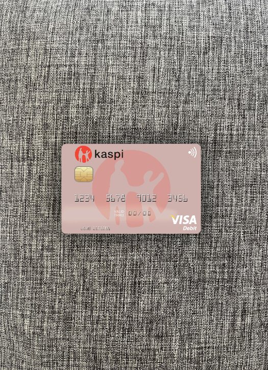 Hochwertige Herunterladen Kasachstan Kaspi Bank Visa Debit Karte Foto-Look Vorderseite Photoshop Vorlage