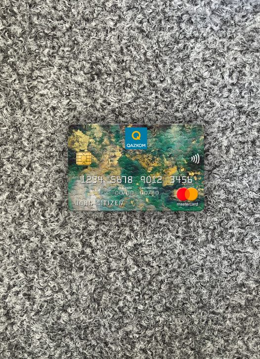 Premium Herunterladen Kasachstan Qazkom Bank JCB Bank Mastercard Foto-Look Vorderseite Photoshop Vorlage