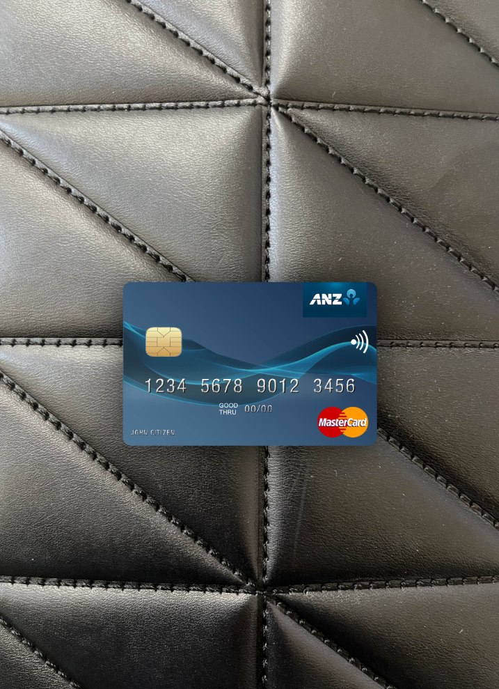 Professionelle Herunterladen Kiribati ANZ Bank Mastercard Foto-Look Vorderseite Photoshop Vorlage