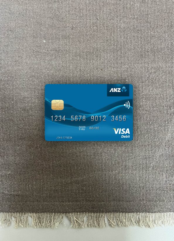 Professionelle Herunterladen Kiribati ANZ Bank Visa Debit Karte Foto-Look Vorderseite Photoshop Vorlage