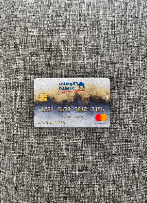 Hochwertige Herunterladen Kuwait National Bank Mastercard Foto-Look Vorderseite Photoshop Vorlage