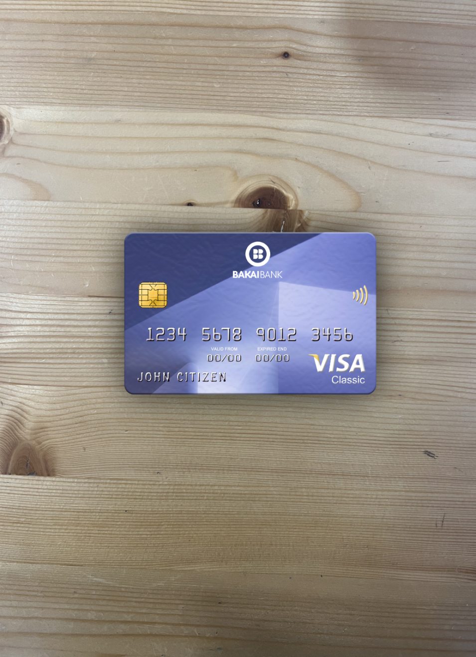 Professionelle Herunterladen Kirgisistan OJSC Bakai Bank Visa Classic Karte Foto-Look Vorderseite Photoshop Vorlage