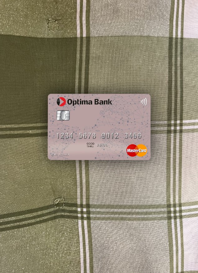 Hochwertige Herunterladen Kirgisistan Optima Bank Mastercard Foto-Look Vorderseite Photoshop Vorlage