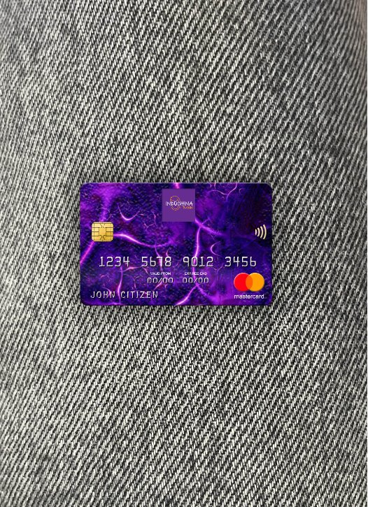 Editierbare Herunterladen Laos Indochina Bank Mastercard Foto-Look Vorderseite Photoshop Vorlage