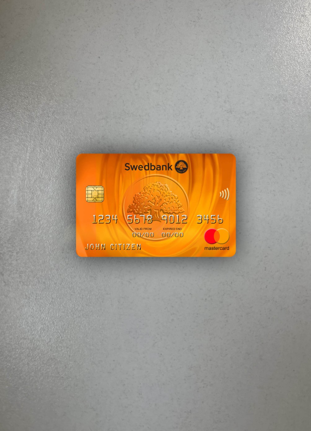 Realistische Herunterladen Lettland Swedbank Mastercard Foto-Look Vorderseite Photoshop Vorlage
