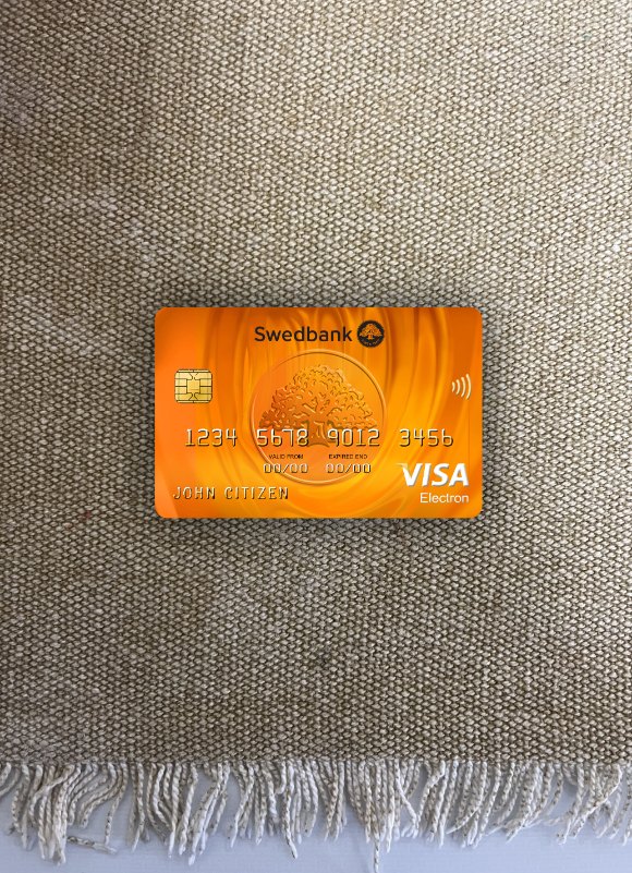 Premium Herunterladen Lettland Swedbank Visa Electron Karte Foto-Look Vorderseite Photoshop Vorlage