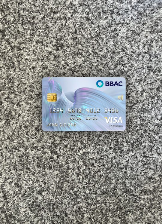 Editierbare Herunterladen Libanon BBAC Visa Platin Karte Foto-Look Vorderseite Photoshop Vorlage