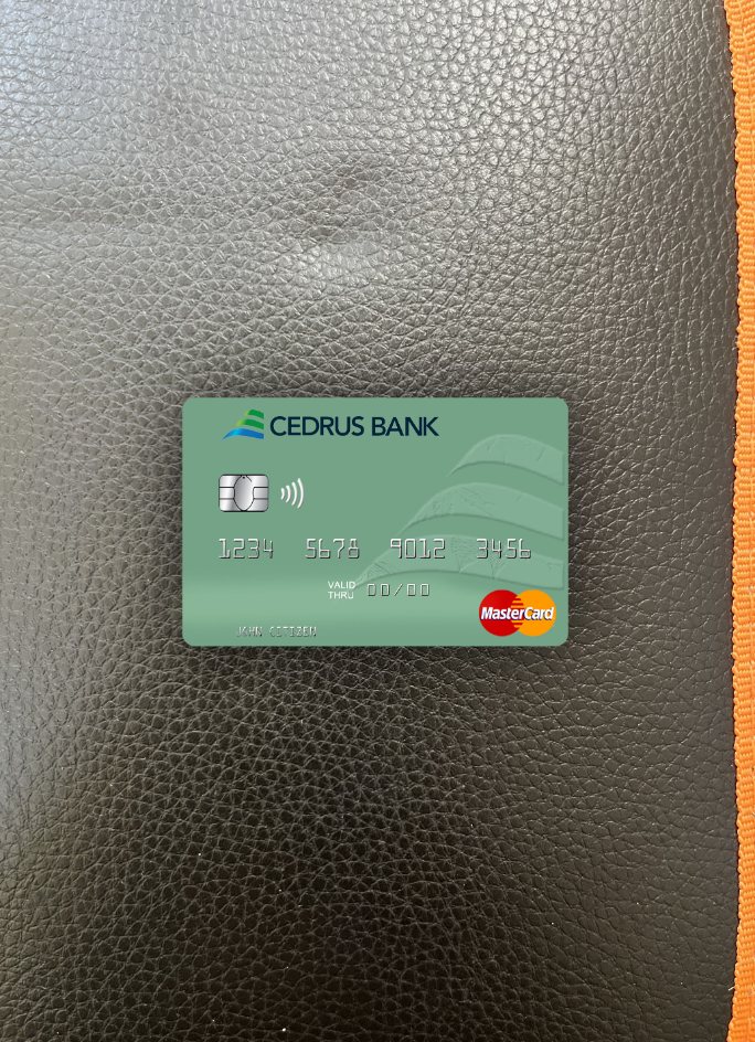 Realistische Herunterladen Libanon Cedrus Bank Mastercard Foto-Look Vorderseite Photoshop Vorlage