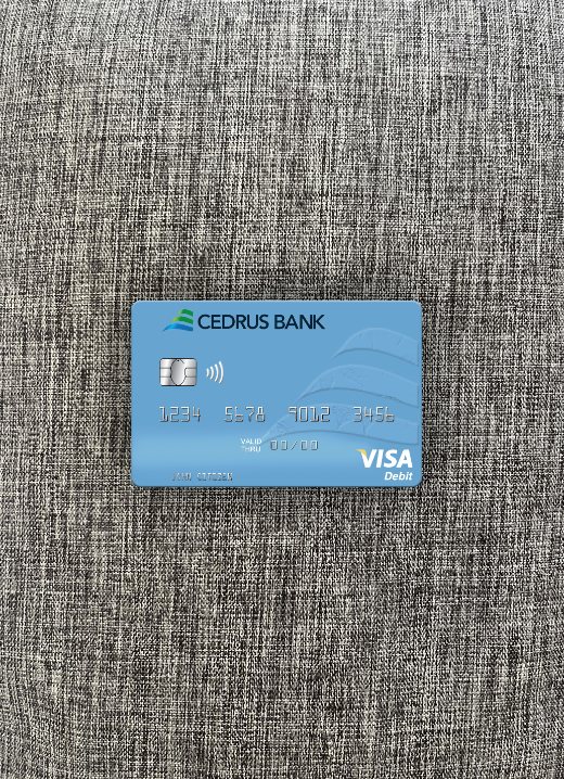 Professionelle Herunterladen Libanon Cedrus Bank Visa Debit Karte Foto-Look Vorderseite Photoshop Vorlage