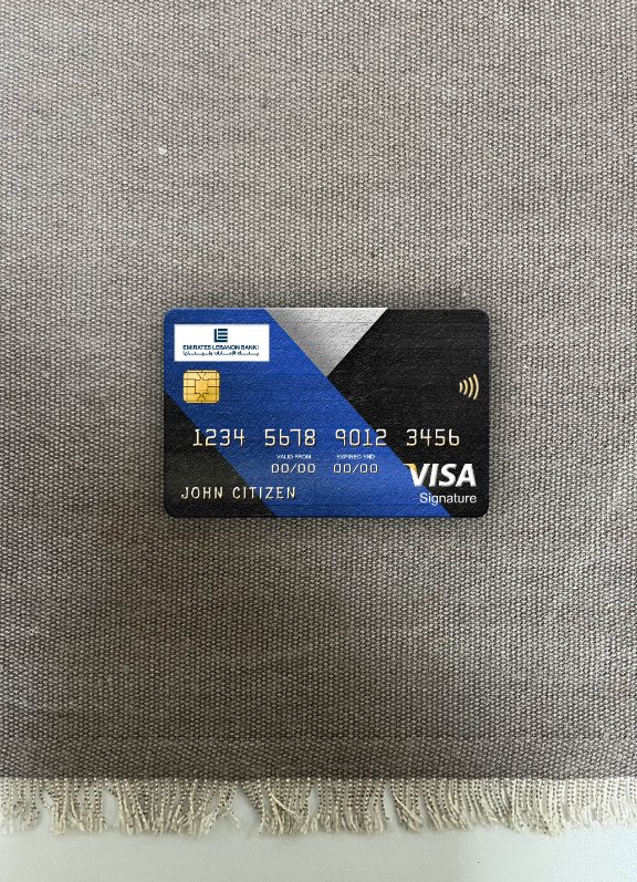 Realistische Herunterladen Libanon Emirates Libanon Bank Visa Signature Karte Foto-Look Vorderseite Photoshop Vorlage