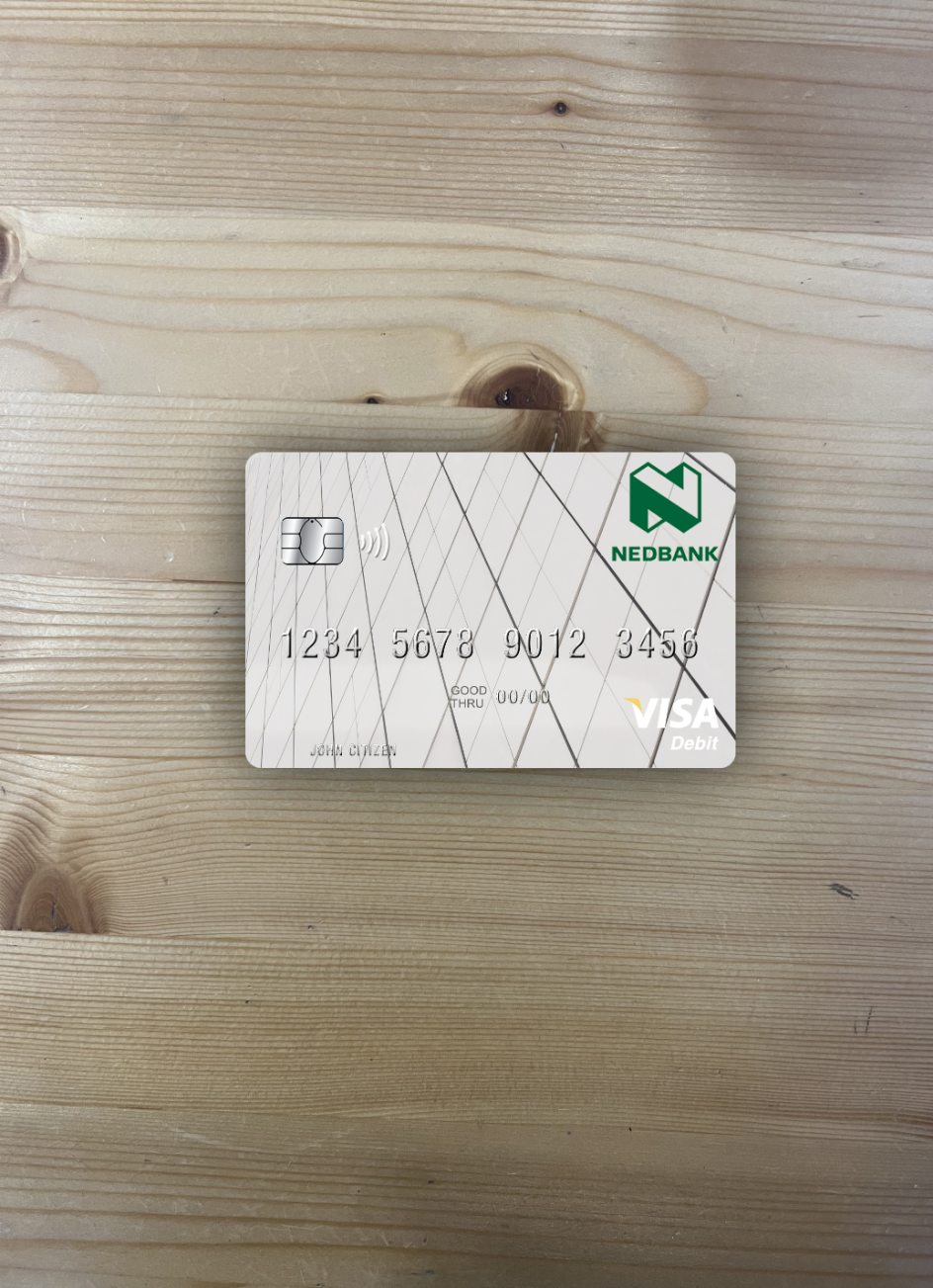 Premium Herunterladen Lesotho Nedbank Visa Debit Karte Foto-Look Vorderseite Photoshop Vorlage