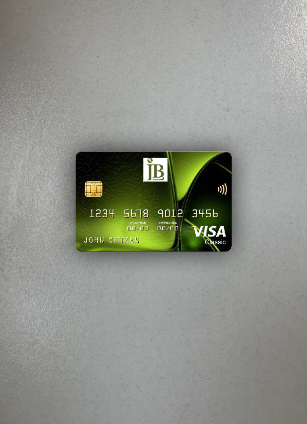 Professionelle Herunterladen Liberia IB Internationale Bank Visa Classic Karte Foto-Look Vorderseite Photoshop Vorlage